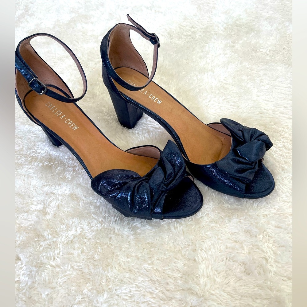 Navy peep toe heels